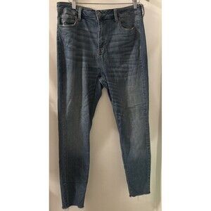 Ms. Cello Distressed Frayed Hem Jeans Medium Wash Denim Size 16